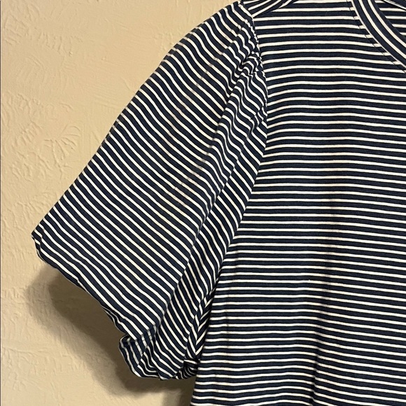 Lauren Conrad Classic Cotton Blend Navy and White Striped Shirt XL - Picture 3 of 6